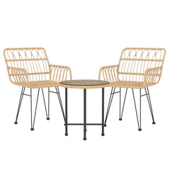 vidaXL 3 Piece Garden Dining Set Poly Rattan 3