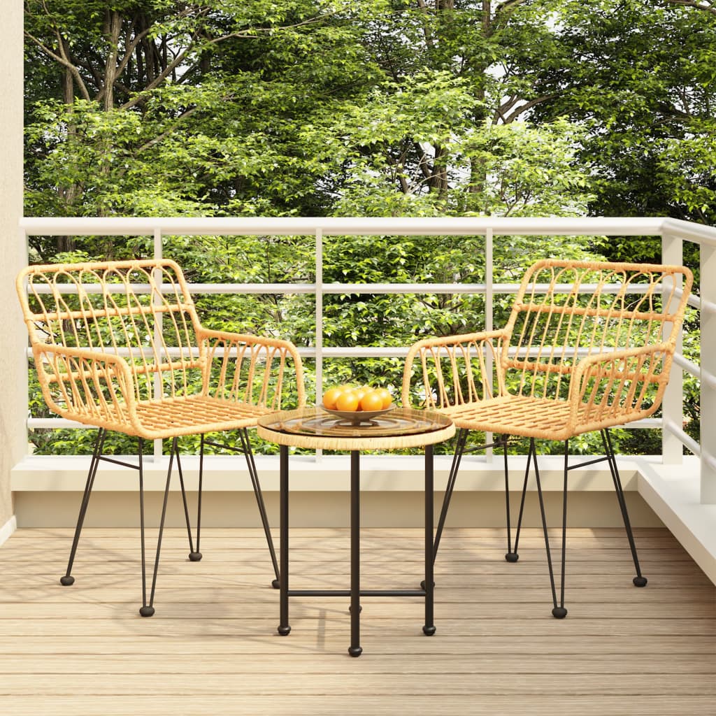 vidaXL 3 Piece Garden Dining Set Poly Rattan 1