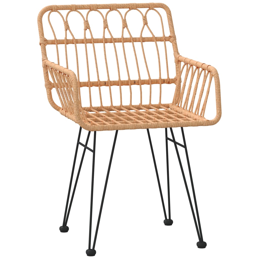 3 Piece Garden Dining Set Poly Rattan Brown