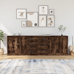 Sideboards 3 pcs Engineered Wood Smoked oak