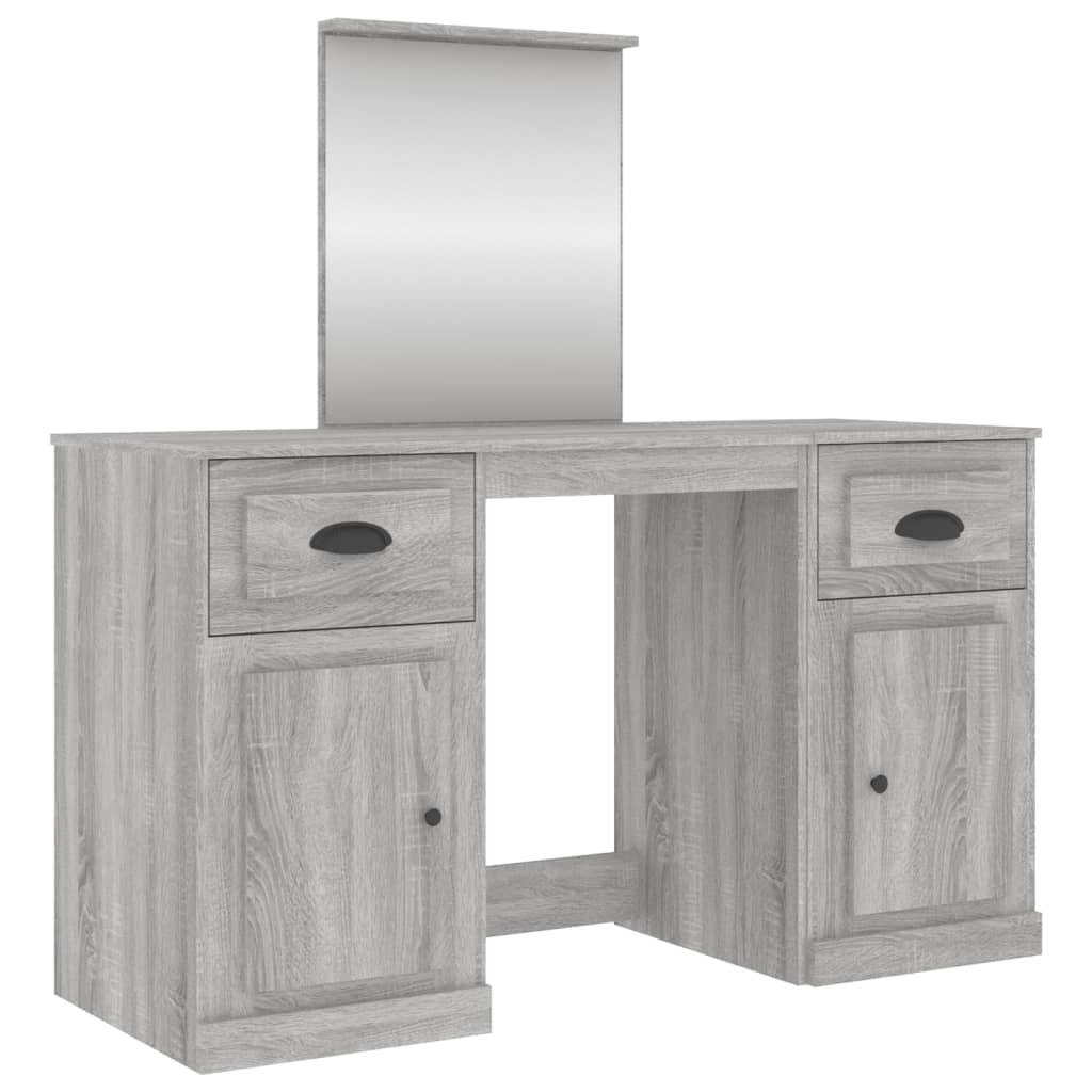 vidaXL Dressing Table with Mirror Grey Sonoma 130x50x132.5 cm 2