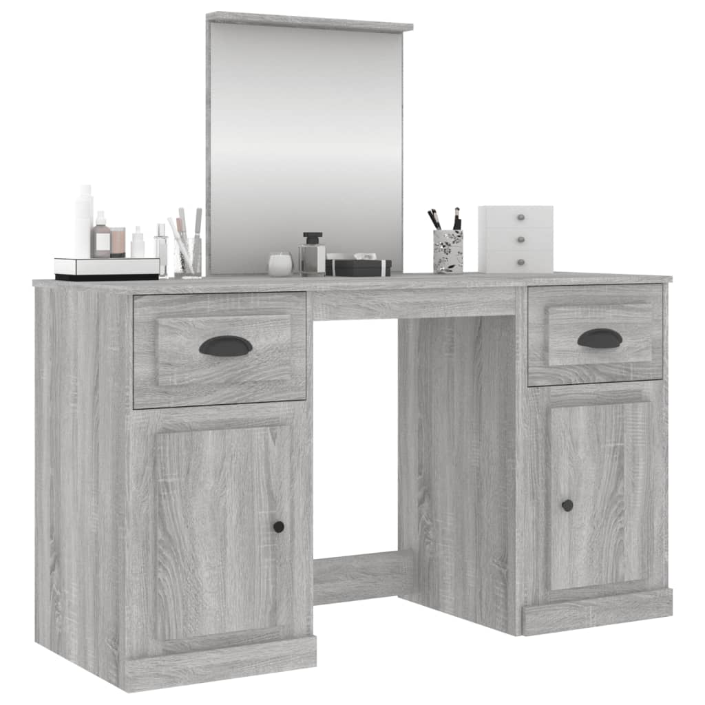 vidaXL Dressing Table with Mirror Grey Sonoma 130x50x132.5 cm 4