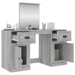 vidaXL Dressing Table with Mirror Grey Sonoma 130x50x132.5 cm 5