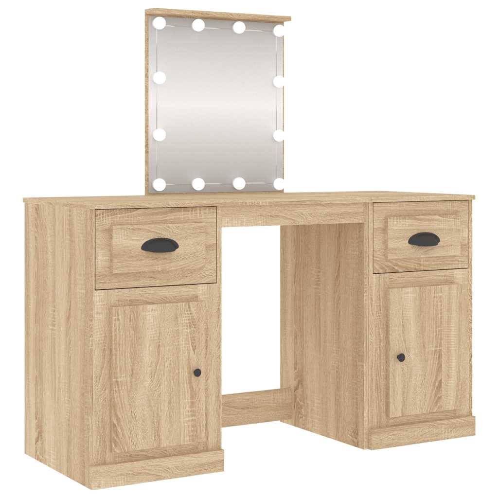 vidaXL Dressing Table with LED Sonoma Oak 130x50x132.5 cm 2