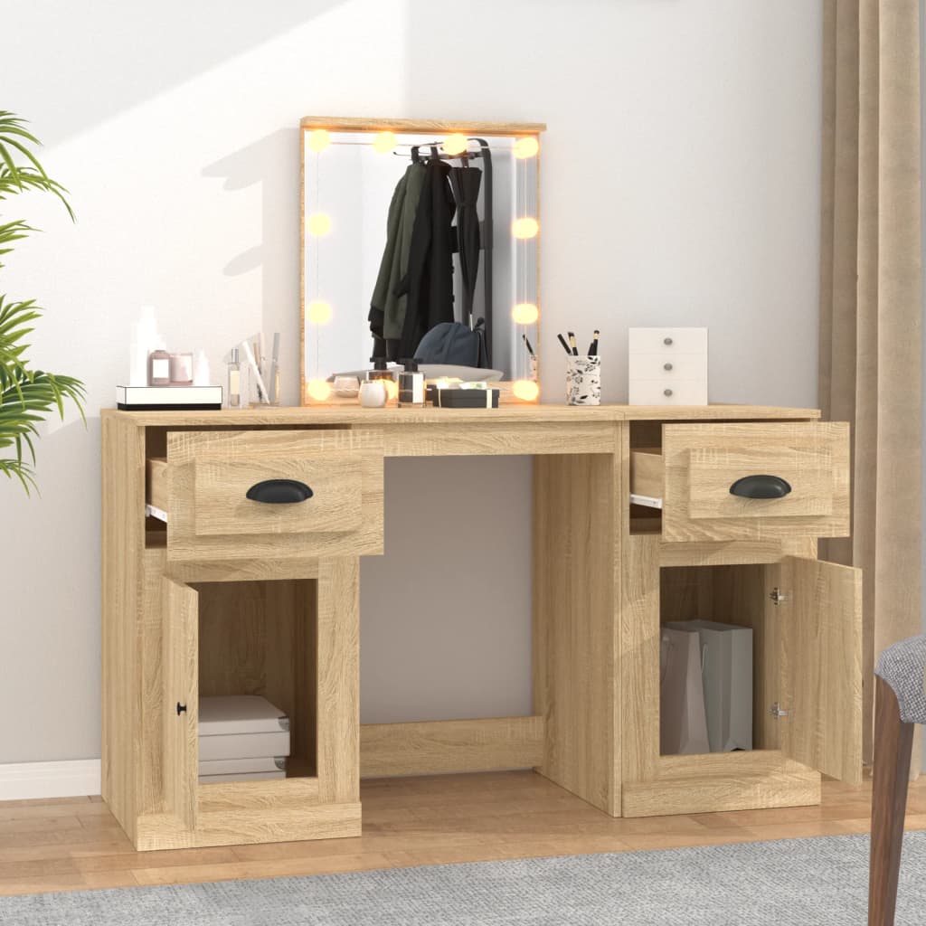 vidaXL Dressing Table with LED Sonoma Oak 130x50x132.5 cm 3