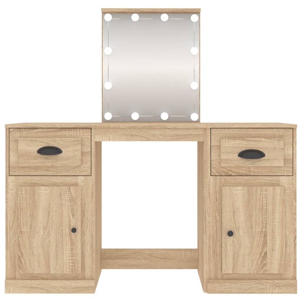 vidaXL Dressing Table with LED Sonoma Oak 130x50x132.5 cm 6