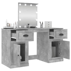 vidaXL Dressing Table with LED Concrete Grey 130x50x132.5 cm 5