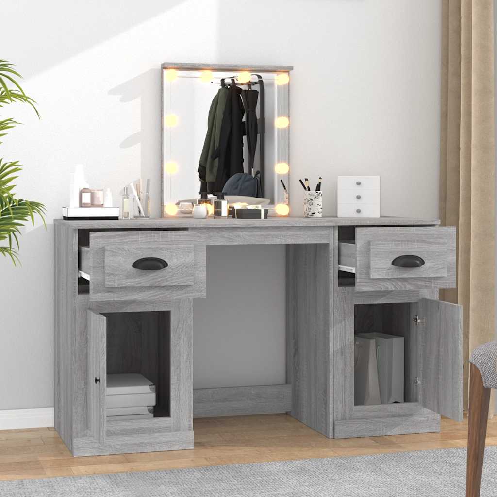 Dressing Table with LED 130x50x132,5 cm Grey sonoma