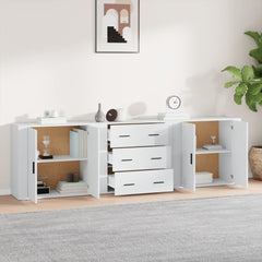 Sideboards 3 pcs Engineered Wood White