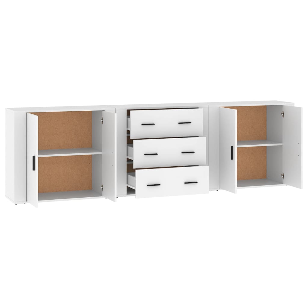 Sideboards 3 pcs Engineered Wood White