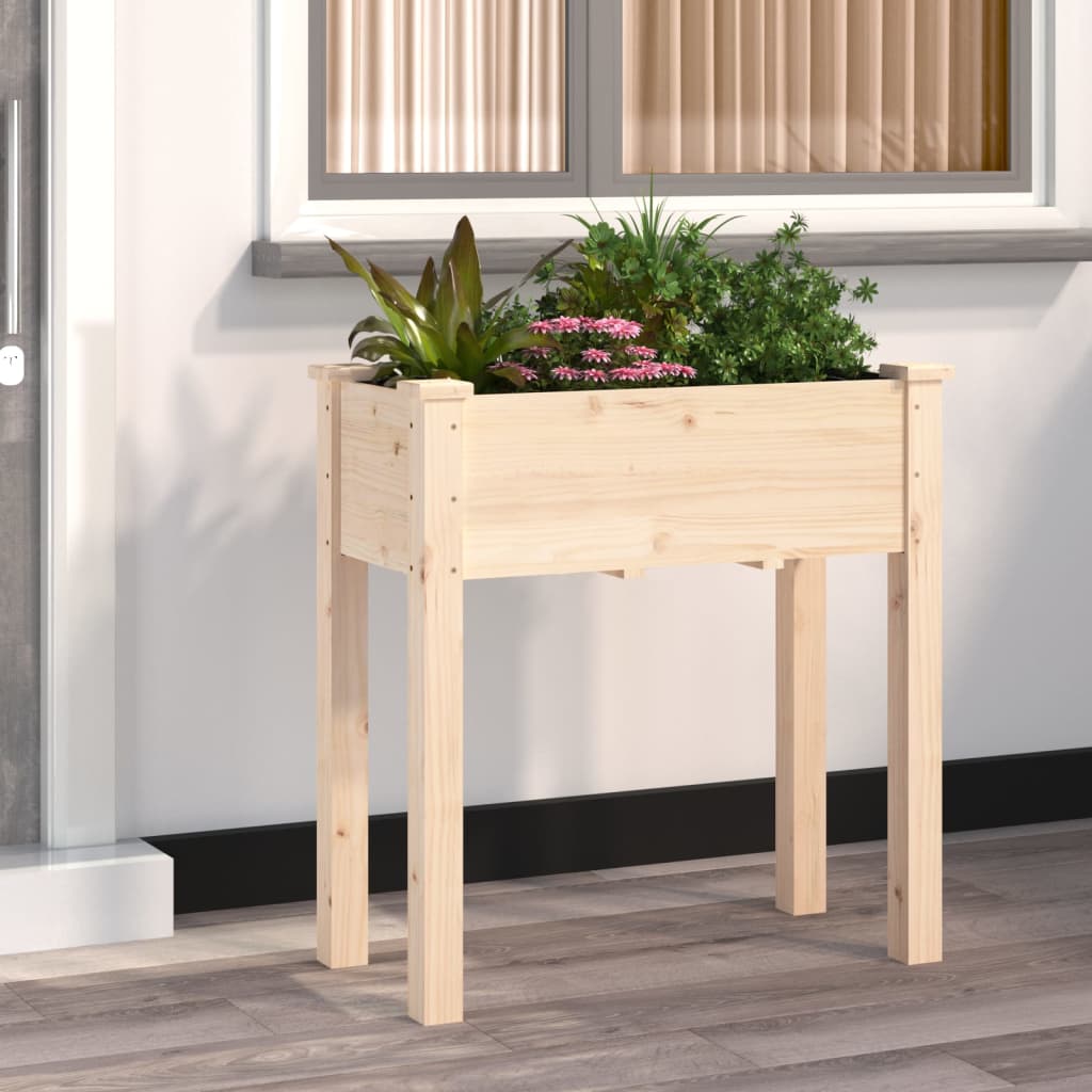 Planter with Liner Solid Wood Fir Height 76 cm Natural 71 cm 37 cm