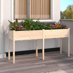 Planter with Liner Solid Wood Fir Height 76 cm Natural 161 cm 45 cm