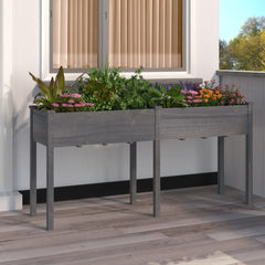 Planter with Liner Solid Wood Fir Height 76 cm Grey 161 cm 45 cm