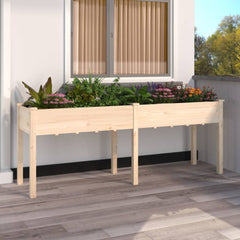 Planter with Liner Solid Wood Fir Height 76 cm Natural 203 cm 53 cm