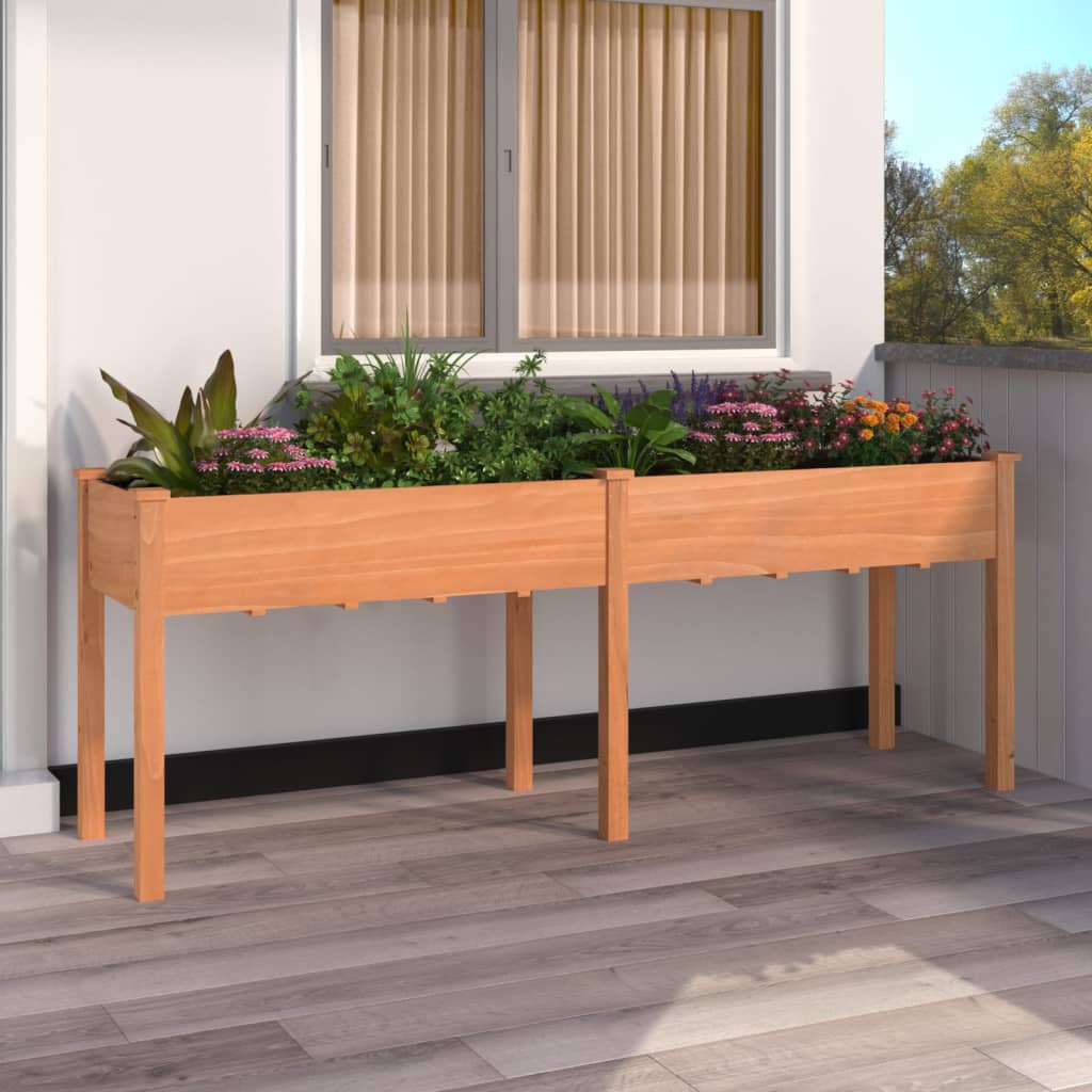 Planter with Liner Solid Wood Fir Height 76 cm Brown 203 cm 53 cm