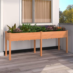 Planter with Liner Solid Wood Fir Height 76 cm Brown 203 cm 53 cm