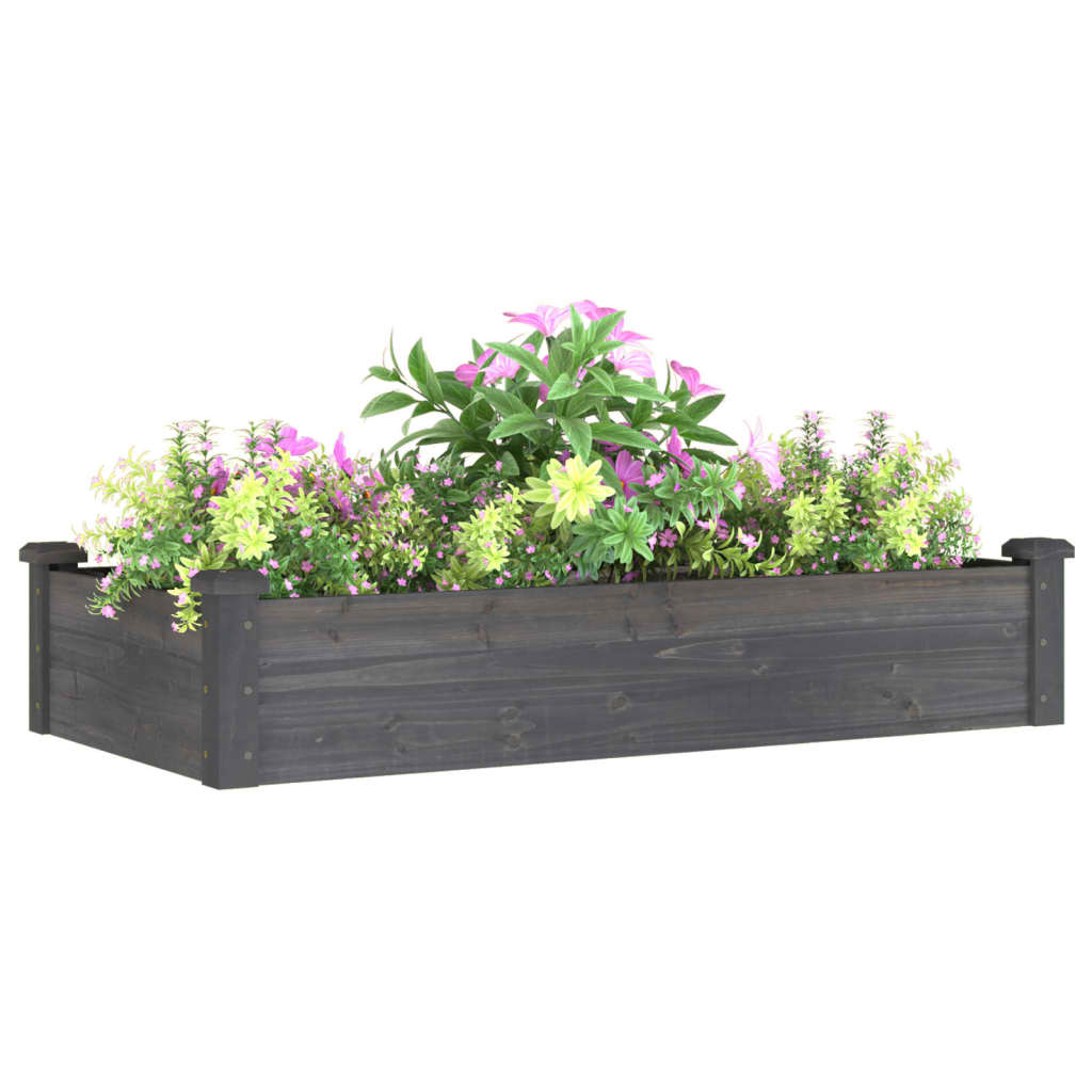 vidaXL Garden Raised Bed with Liner Grey 120x60x25 cm Solid Wood Fir 3