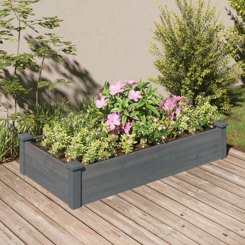 vidaXL Garden Raised Bed with Liner Grey 120x60x25 cm Solid Wood Fir 1