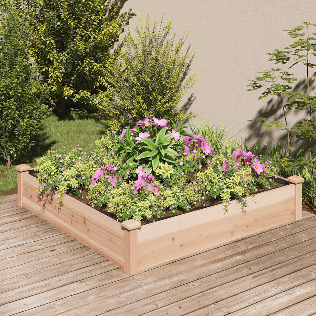 vidaXL Garden Raised Bed with Liner 120x120x25 cm Solid Wood Fir 1