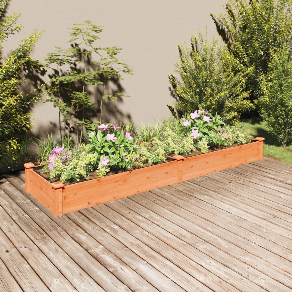 vidaXL Garden Raised Bed with Liner Brown 240x60x25 cm Solid Wood Fir 1