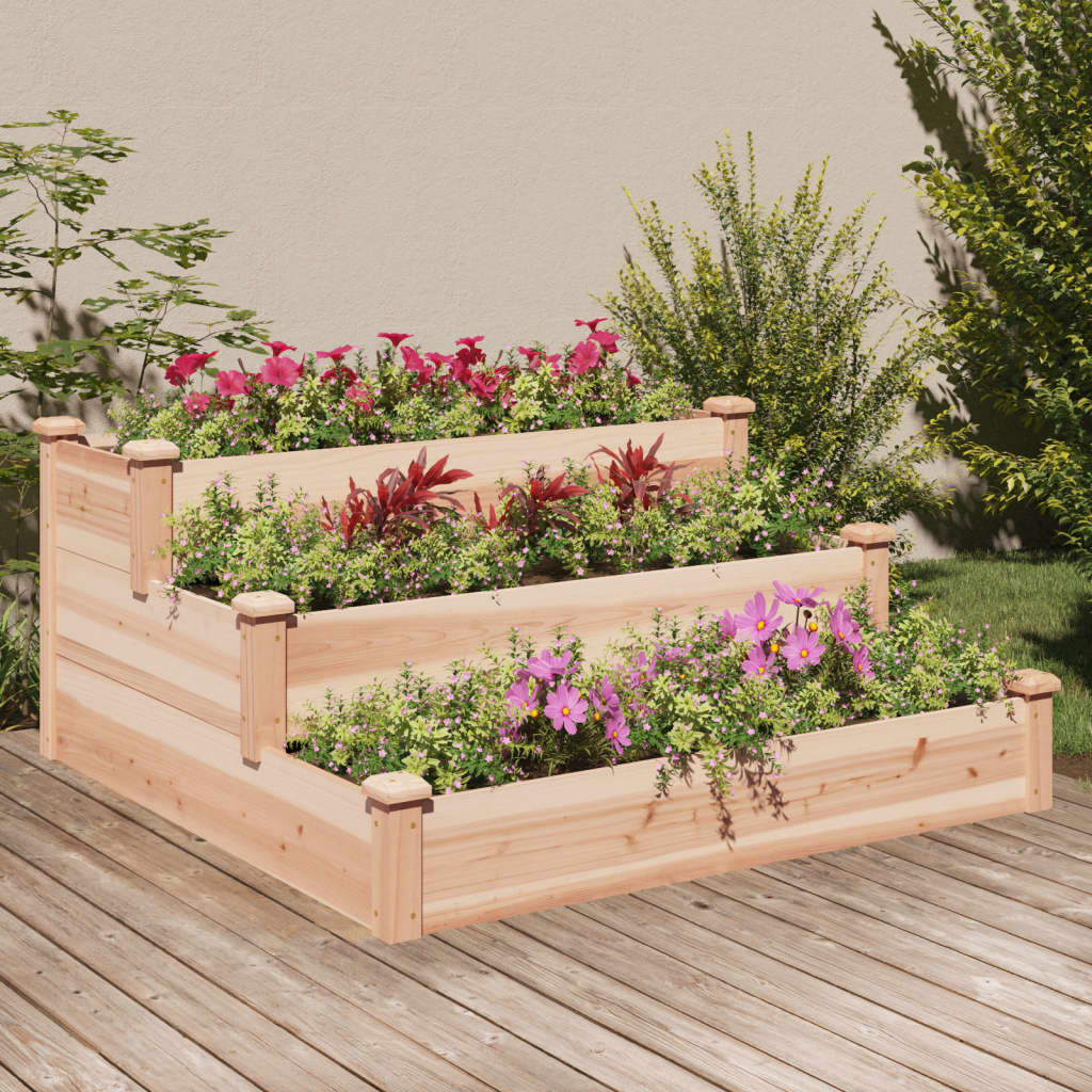 Garden Raised Bed 120x120x56 cm Solid Wood Fir Natural