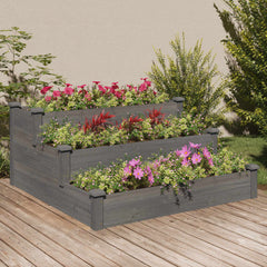 Garden Raised Bed 120x120x56 cm Solid Wood Fir Grey