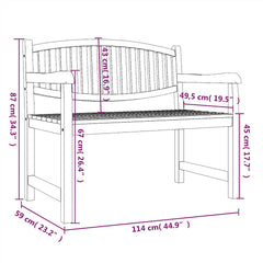 vidaXL Garden Bench 114x59x87 cm Solid Teak Wood 6