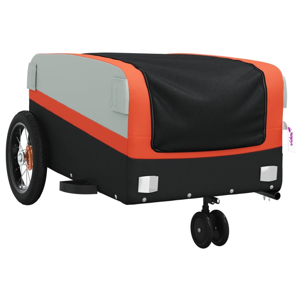 vidaXL Bike Trailer Black and Orange 30 kg Iron 4