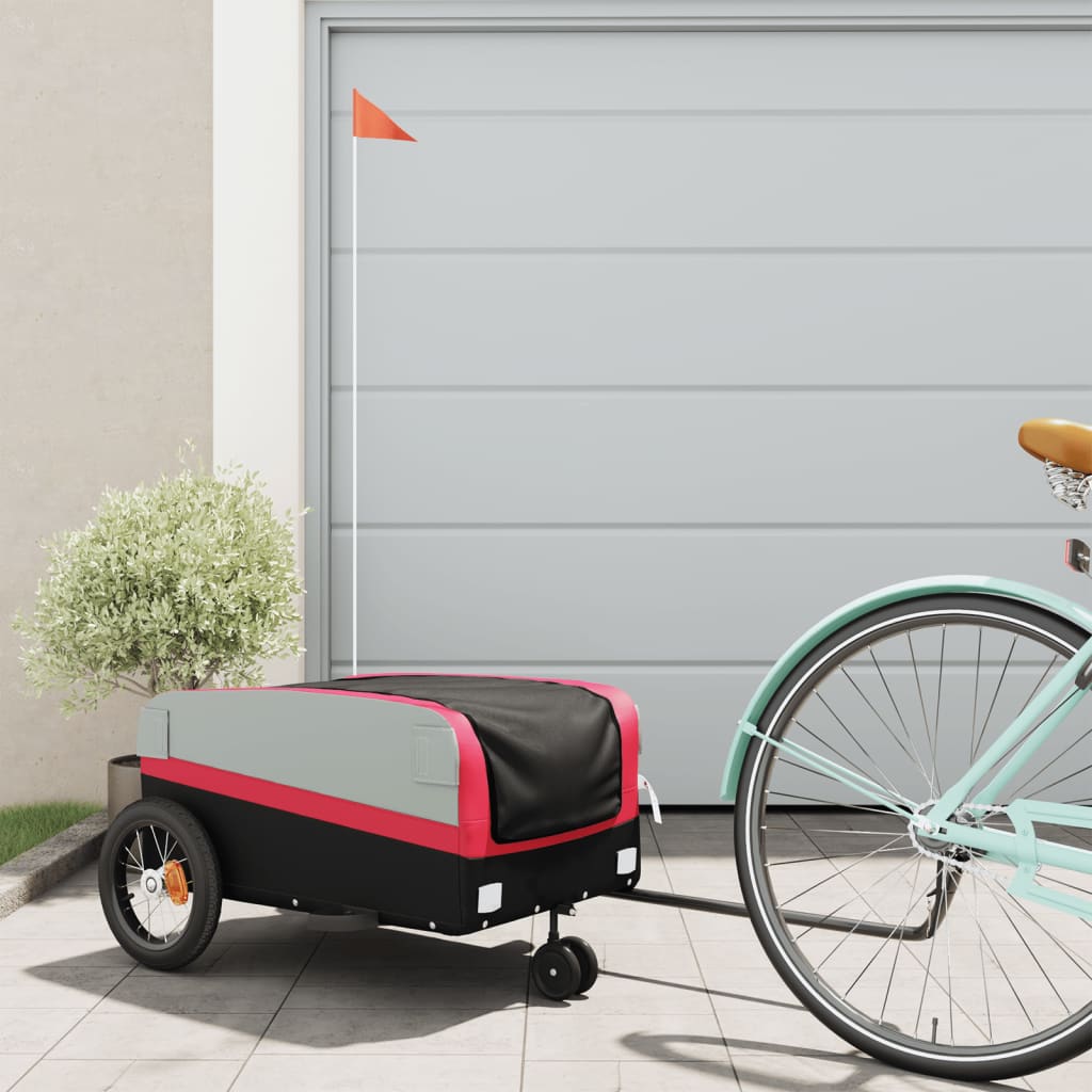 vidaXL Bike Trailer Black and Red 30 kg Iron 1