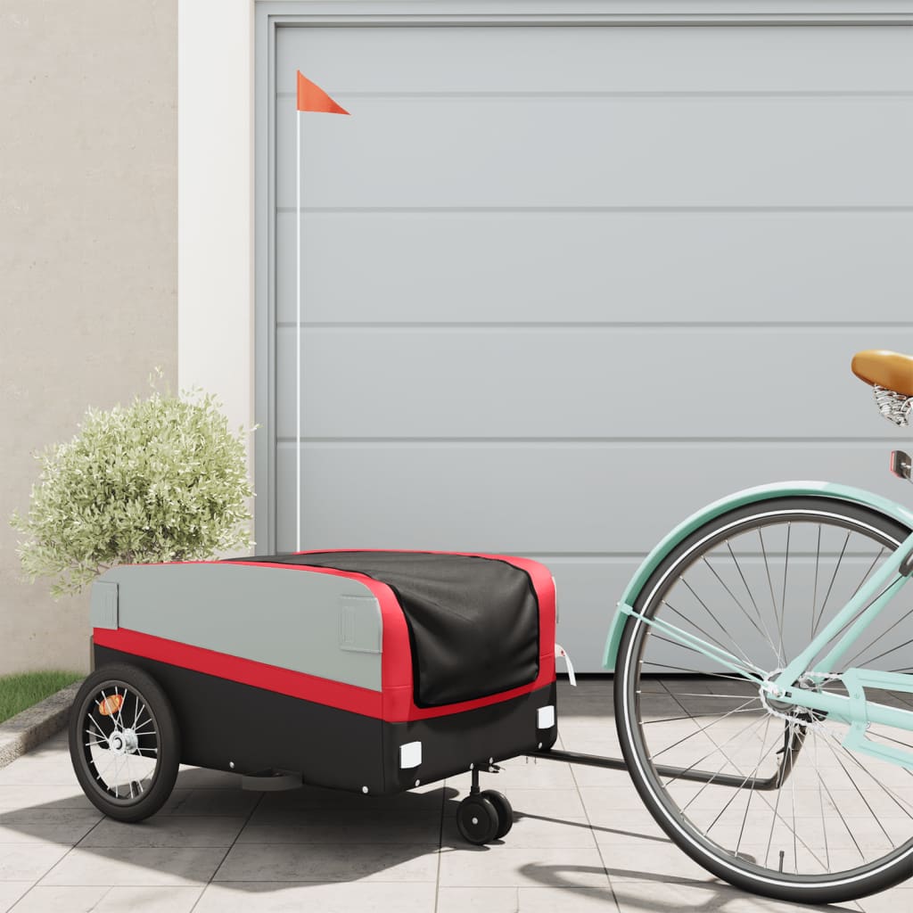 Bike Trailer Black and 45 kg Iron Width 138 cm Red