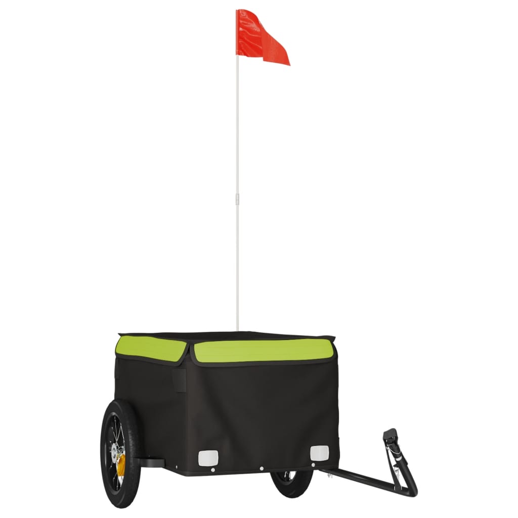 vidaXL Bike Trailer Black and Green 30 kg Iron 2