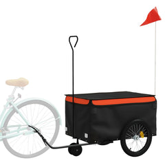 vidaXL Bike Trailer Black and Orange 30 kg Iron 3