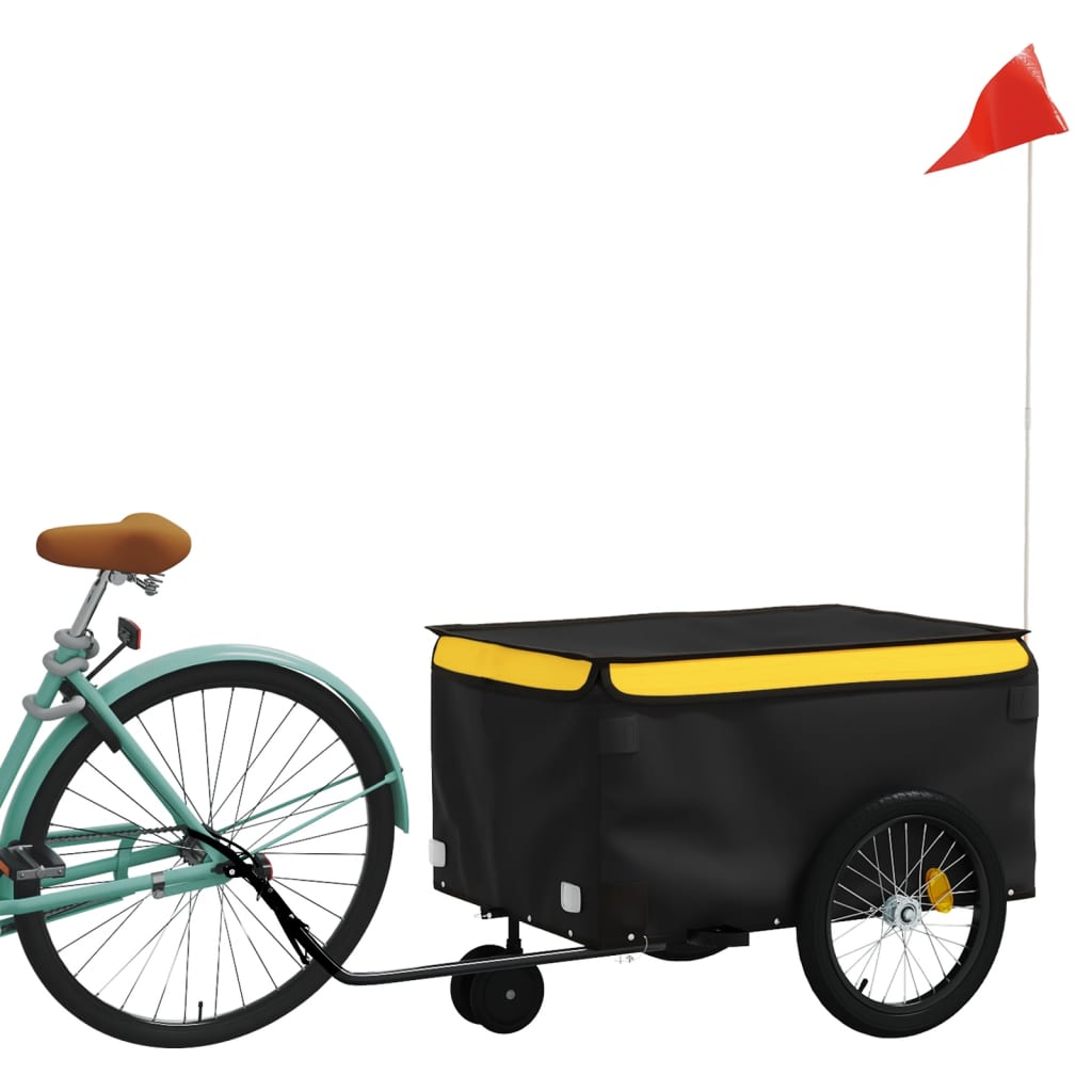 vidaXL Bike Trailer Black and Yellow 30 kg Iron 3
