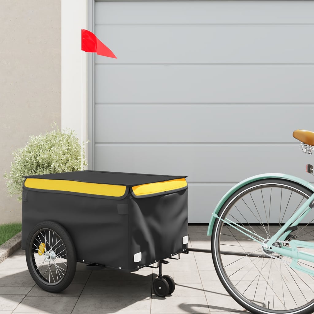 vidaXL Bike Trailer Black and Yellow 30 kg Iron 1