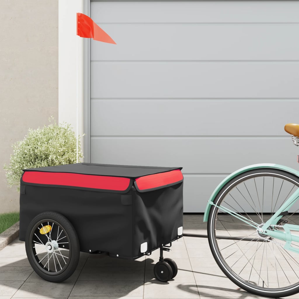 Bike Trailer Black and 45 kg Iron Height 52 cm Red 62.5 cm 124 cm