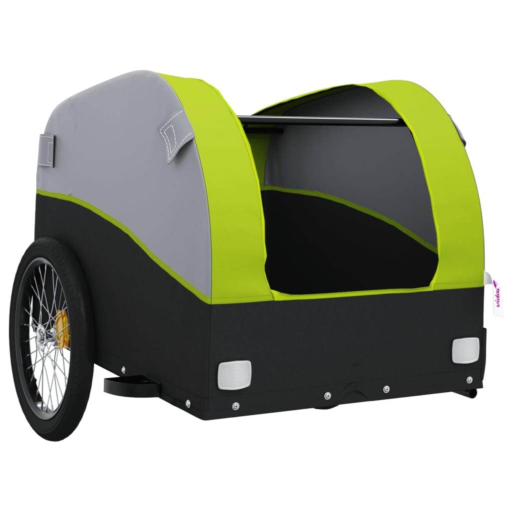 vidaXL Bike Trailer Black and Green 30 kg Iron 5