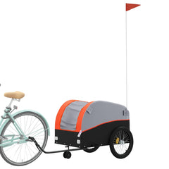 vidaXL Bike Trailer Black and Orange 45 kg Iron 3