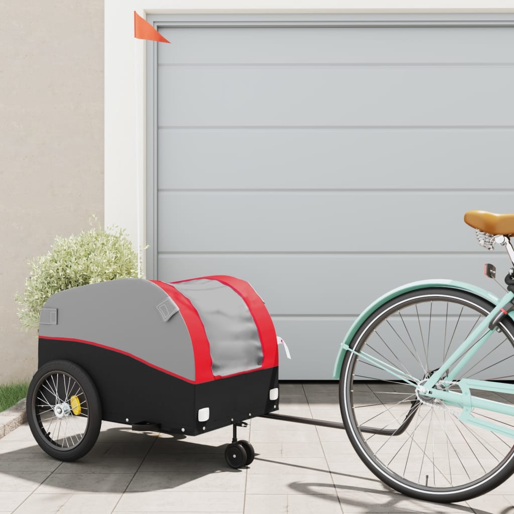 vidaXL Bike Trailer Black and Red 45 kg Iron 1