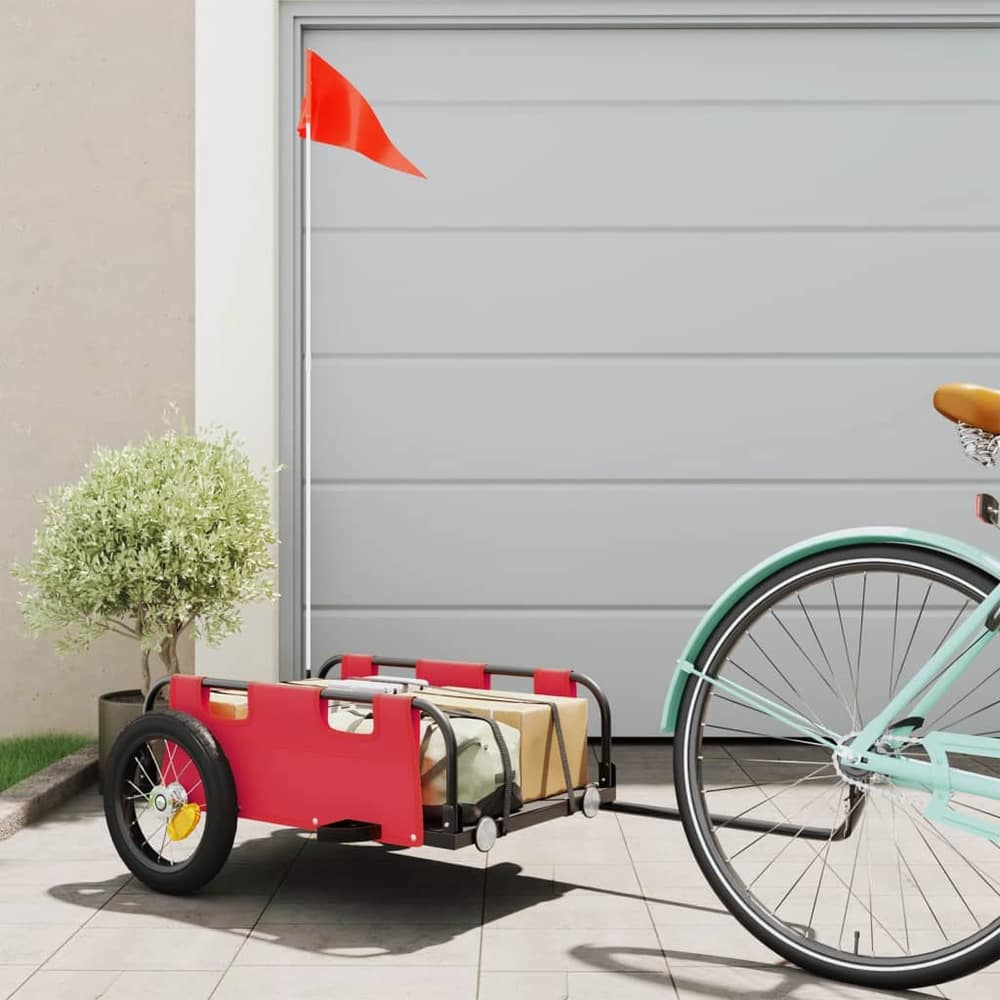Bike Trailer Oxford Fabric and Iron Height 33 cm Red 122 cm 53 cm