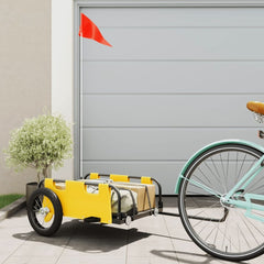 Bike Trailer Oxford Fabric and Iron Height 33 cm Yellow 122 cm 53 cm