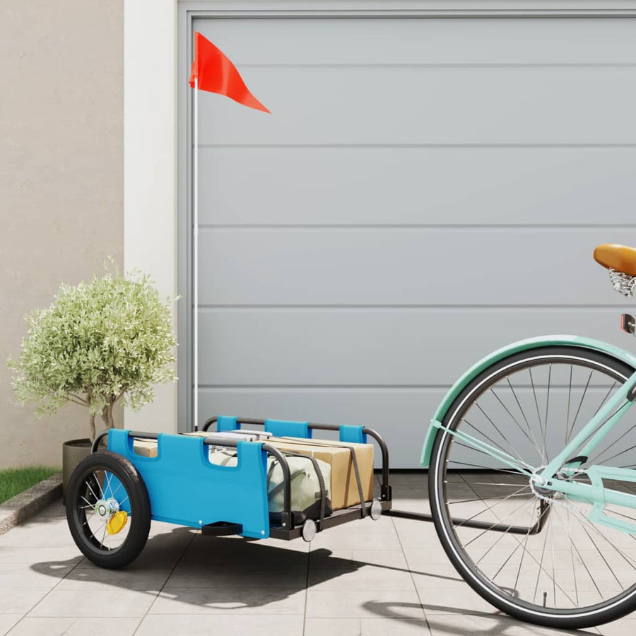 vidaXL Bike Trailer Blue Oxford Fabric and Iron 1