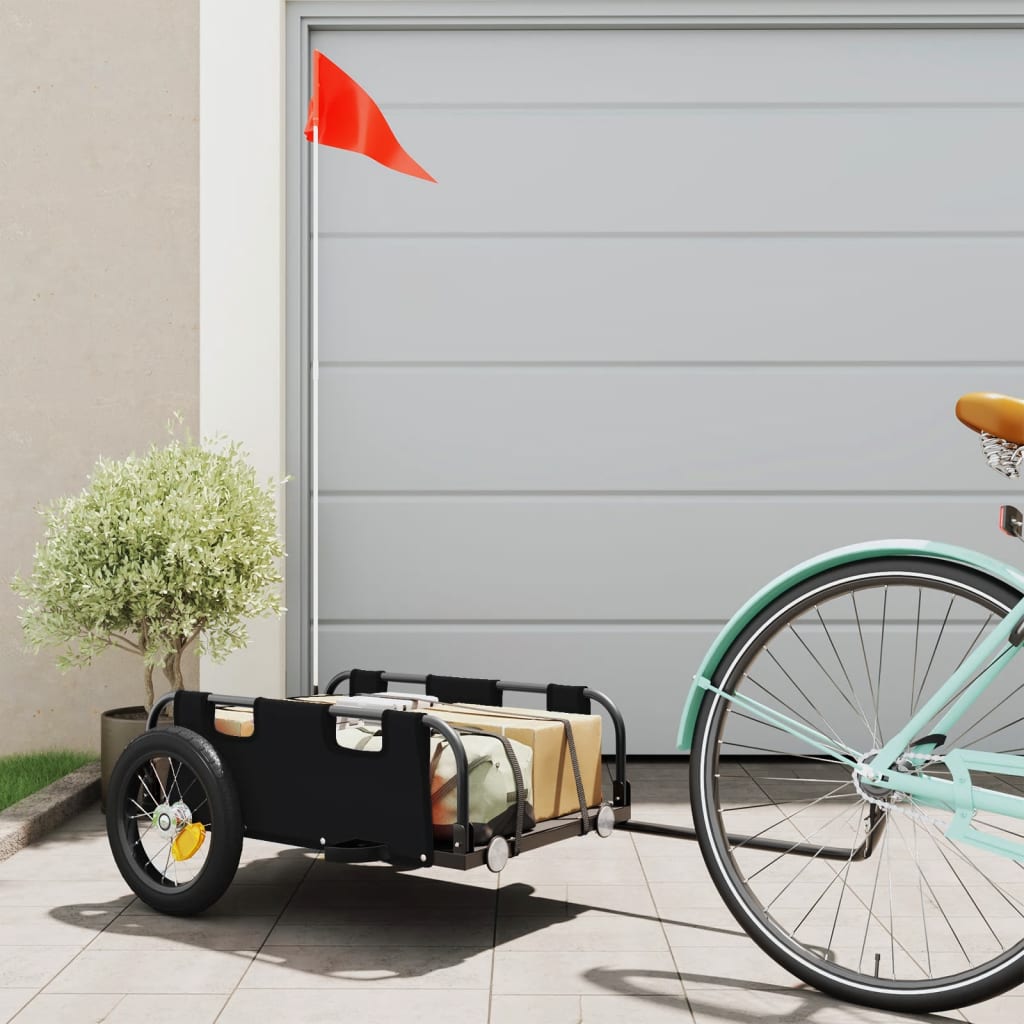 Bike Trailer Oxford Fabric and Iron Height 33 cm Black 122 cm 53 cm