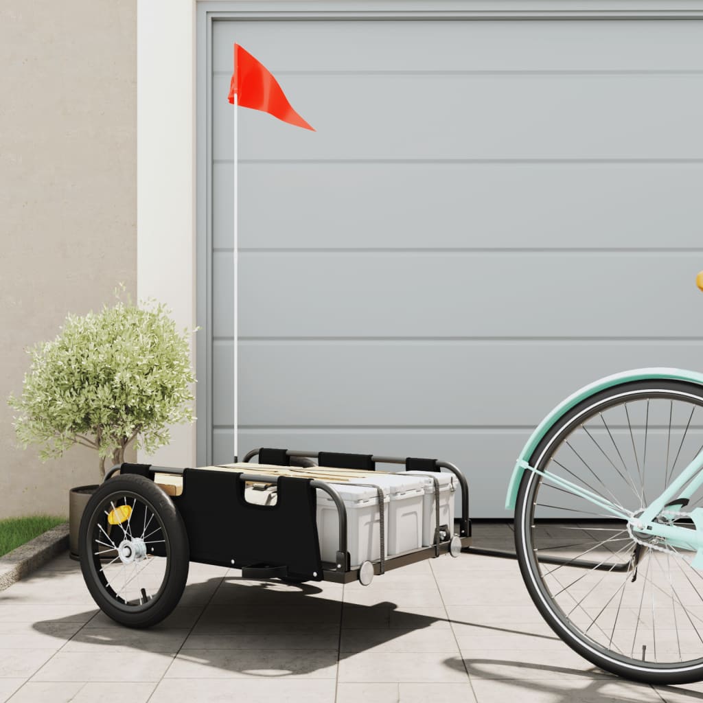 vidaXL Bike Trailer Black Oxford Fabric and Iron 1