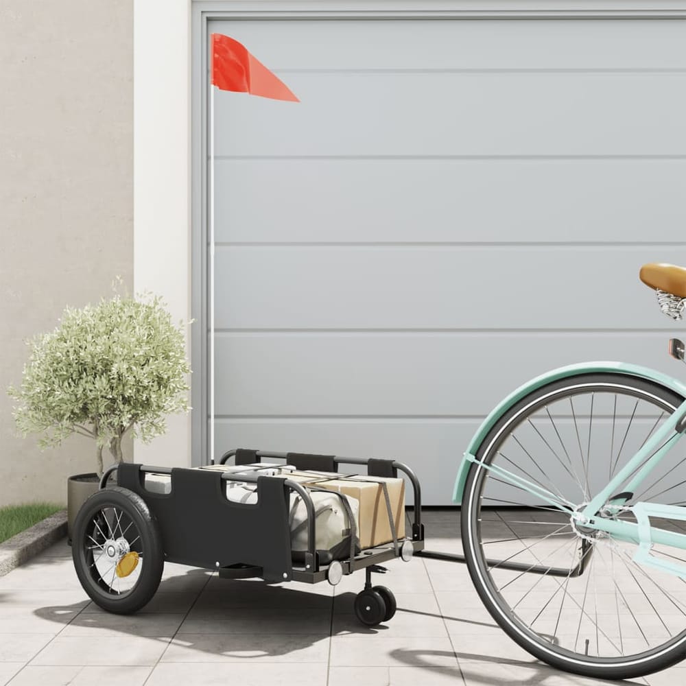 Bike Trailer Oxford Fabric and Iron Height 33 cm Black 123 cm 52.5 cm