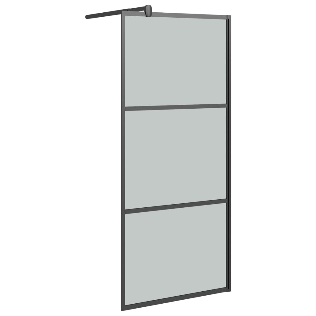 Walk-in Shower Wall with Shelf Black 80 x 195 cm Black