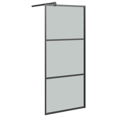 Walk-in Shower Wall with Shelf Black 80 x 195 cm Black