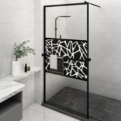 Walk-in Shower Wall with Shelf Black 115 x 195 cm Stone design