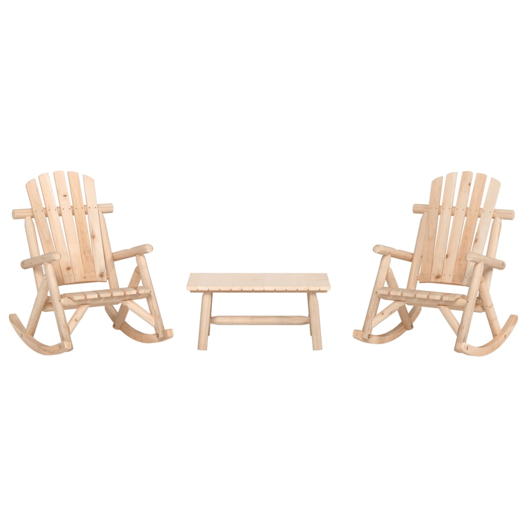 3 Piece Garden Lounge Set Solid Wood Spruce Natural Table + 2x armchair