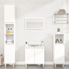 3 Piece Bathroom Furniture Set Engineered Wood White