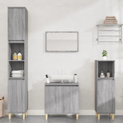 3 Piece Bathroom Furniture Set Engineered Wood Grey sonoma
